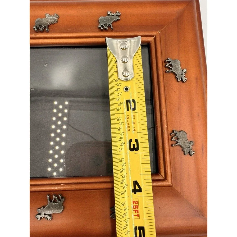 Rustic Wood Moose Picture Frame 9x7 Cabin Lodge Woodland Pewter Wildlife Decor